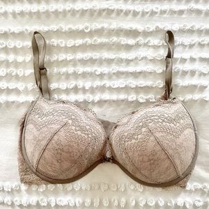 VS Beige Lace Push-Up Bra 34DD
